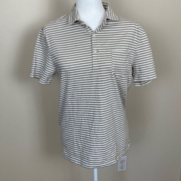 J. Crew Factory Striped Slub Cotton‎ 3 Button Pocket Polo Size Medium (N5) - Picture 1 of 9